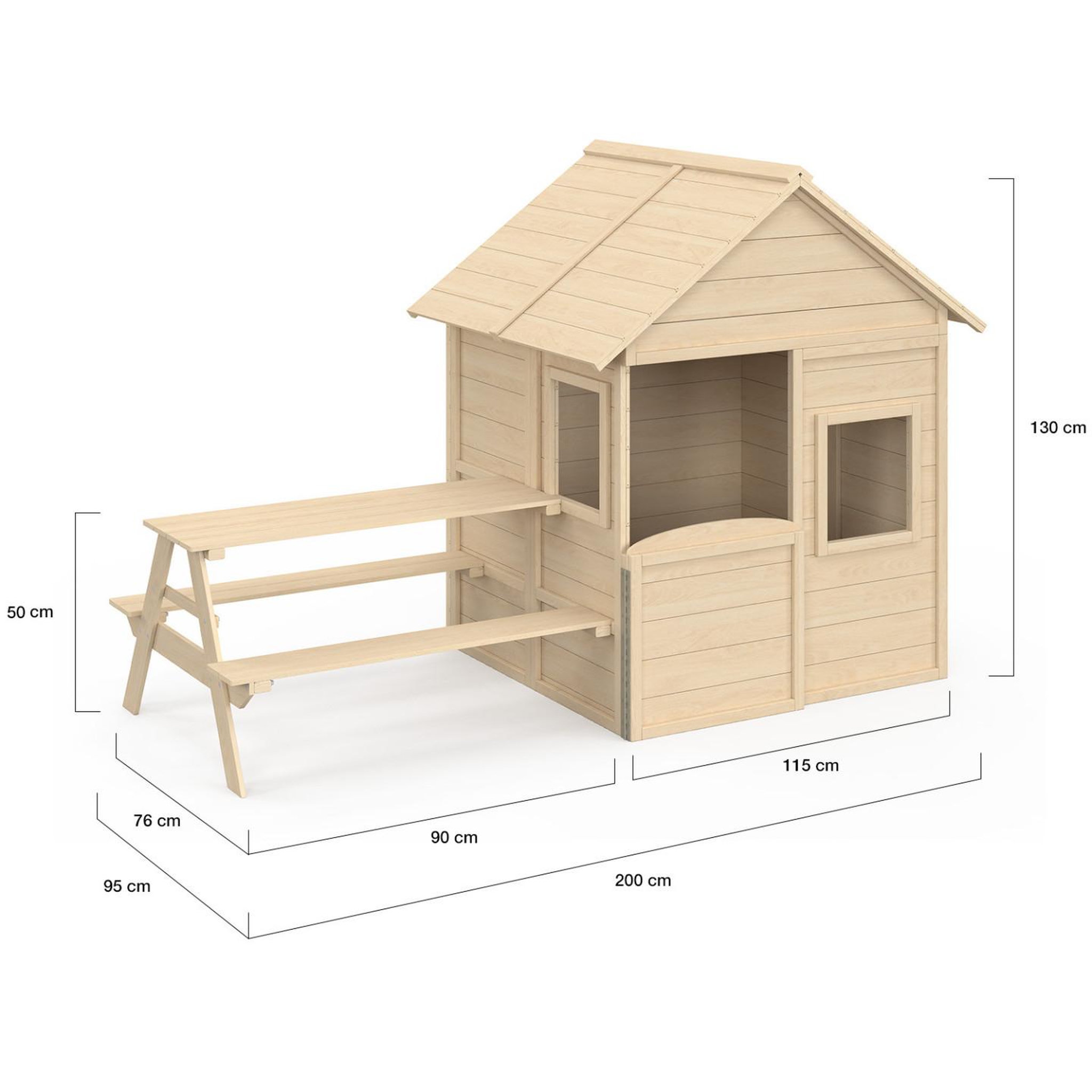 Voir la diapositive 4 : ID MARKET Maisonnette enfant en bois odyssey, cabane de jeux extérieure avec table de pique-nique intégrée