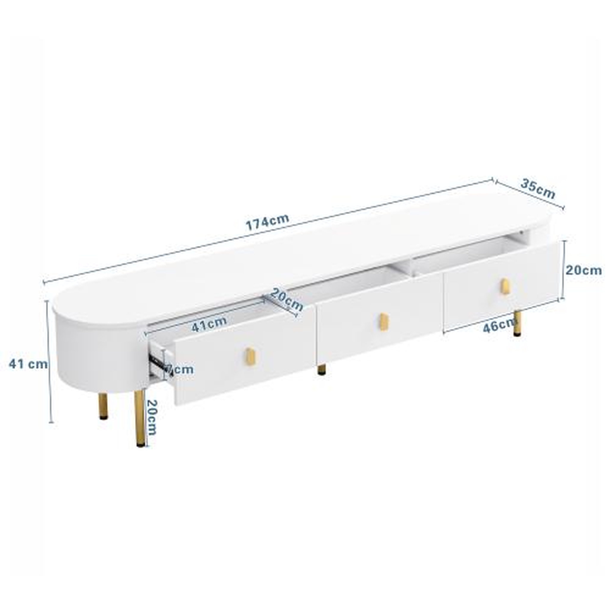 Voir la diapositive 3 : MERAX Meuble tv blanc 174 cm mdf