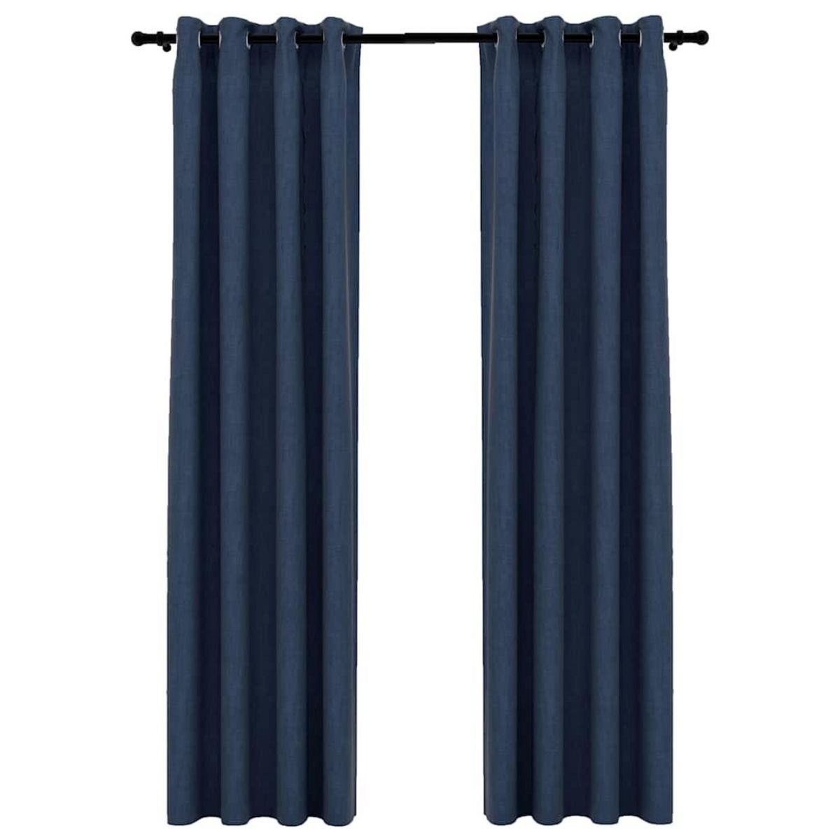 VIDAXL Rideaux occultants Aspect lin avec œillets 2 pcs Bleu 140x225cm