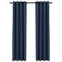 Voir la diapositive 2 : VIDAXL Rideaux occultants Aspect lin avec œillets 2 pcs Bleu 140x225cm