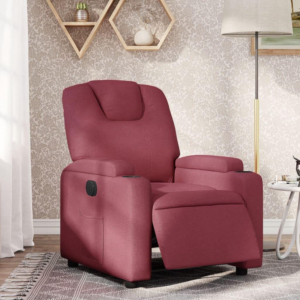 VIDAXL Fauteuil inclinable electrique Rouge bordeaux Tissu