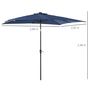 Voir la diapositive 3 : OUTSUNNY Parasol lumineux rectangulaire inclinable dim. 2,68L x 2,05l x 2,48H m parasol LED solaire métal polyester haute densité bleu