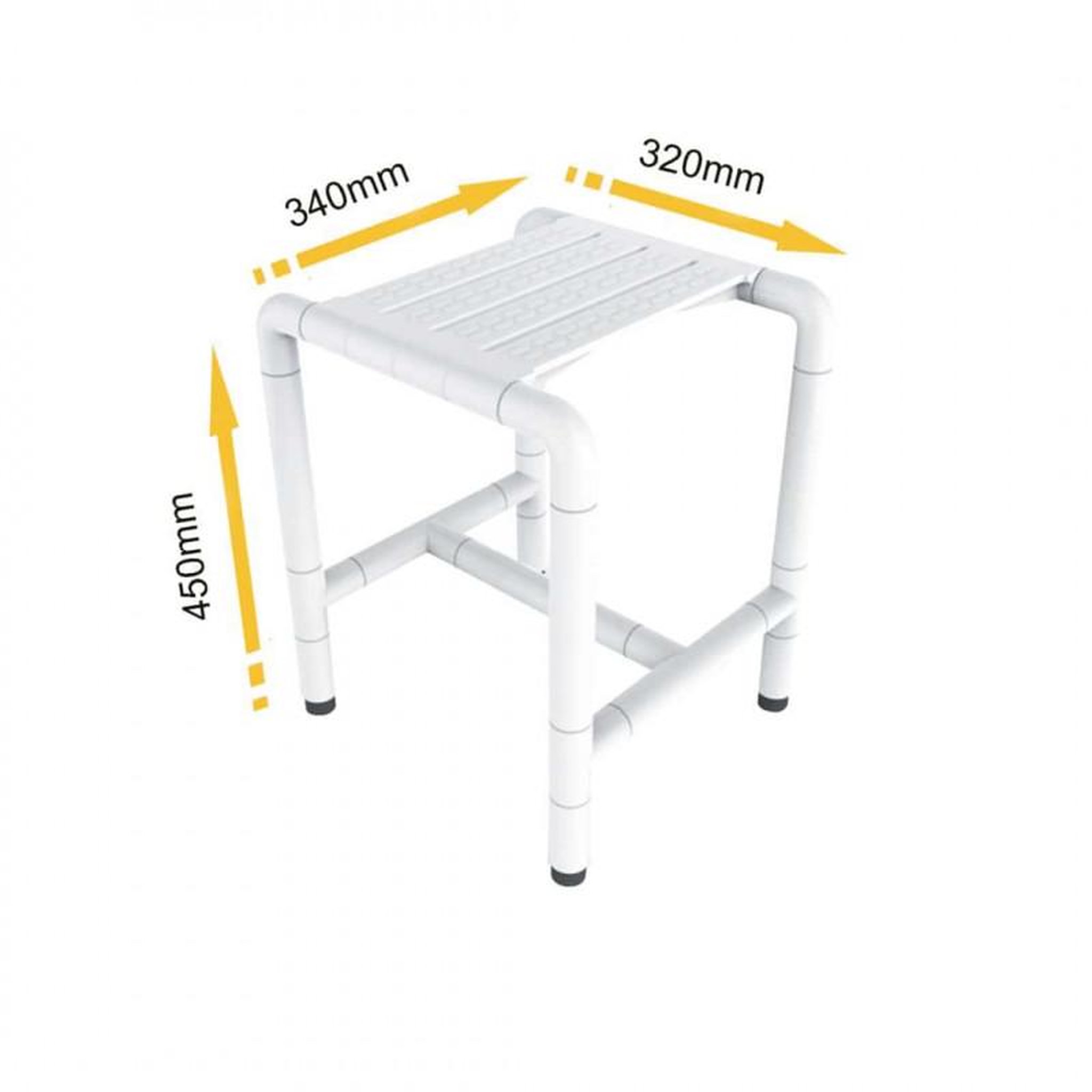 Voir la diapositive 2 : ESPACE-BRICOLAGE Siège de douche mobile inox - extérieur polyamide antibactérien 4 pieds