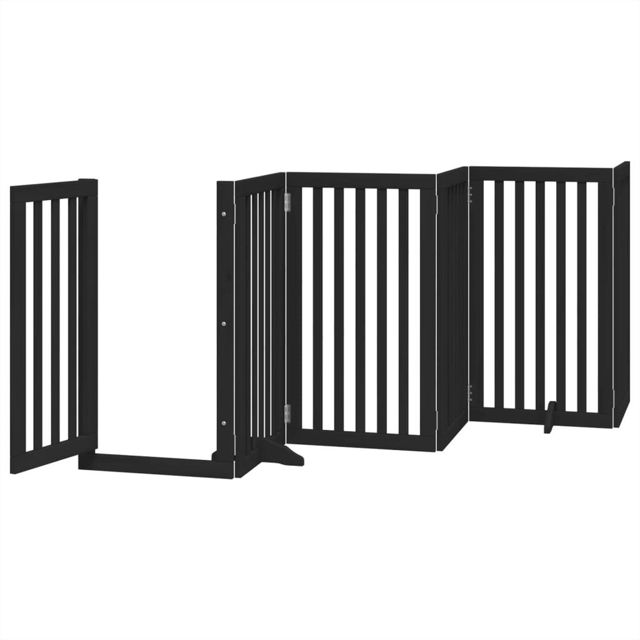 Voir la diapositive 4 : VIDAXL Barriere pour chiens et porte 6 panneaux noir bois de peuplier