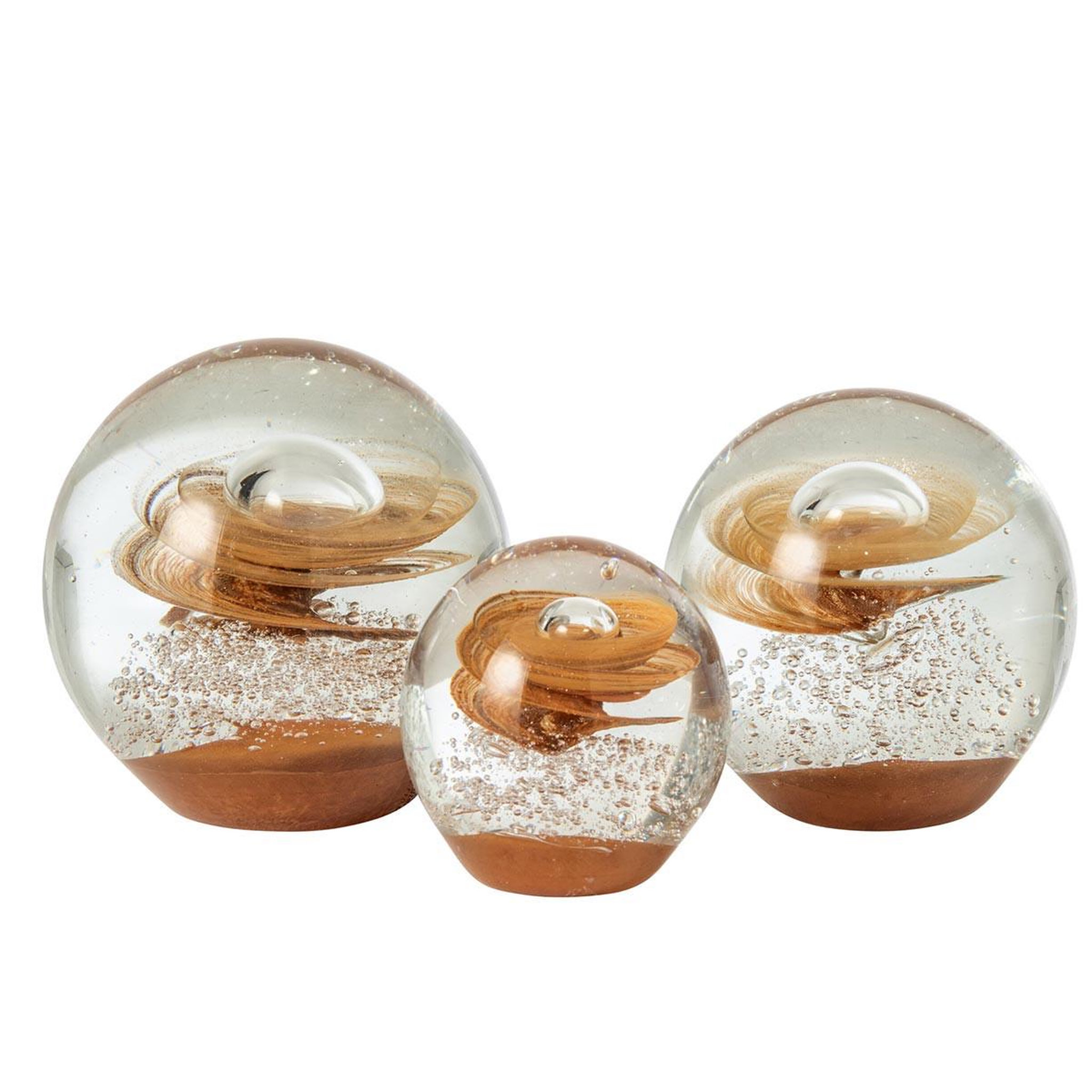 Voir la diapositive 2 : J-LINE Presse-papier tourbillon en verre  ines  10cm bronze