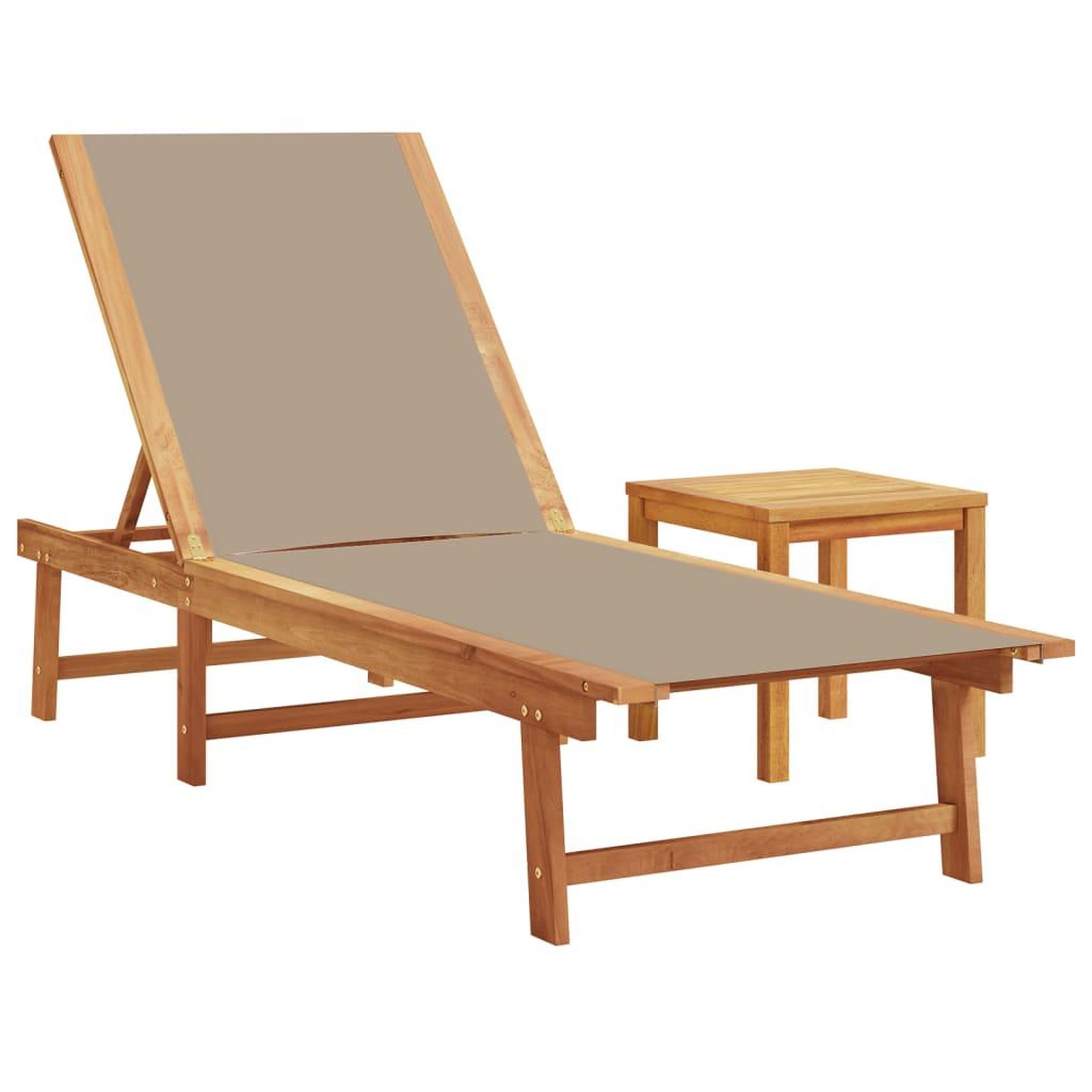 Voir la diapositive 4 : VIDAXL Chaises longues lot de 2 table taupe bois d'acacia et textilene