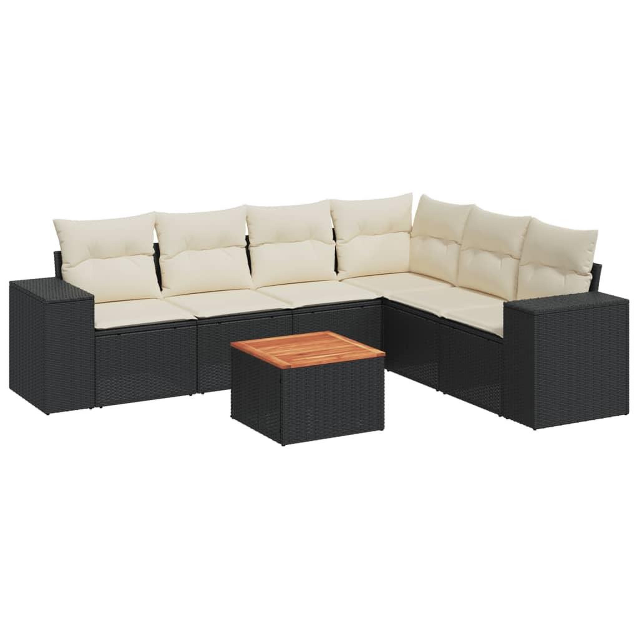 Voir la diapositive 2 : VIDAXL Salon de jardin 7 pcs avec coussins noir resine tressee