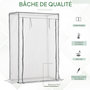 Voir la diapositive 5 : OUTSUNNY Serre de jardin serre à tomates porte zippée déroulante - 1x0,5x1,5m - acier PVC blanc transparent