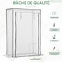 Voir la diapositive 5 : OUTSUNNY Serre de jardin serre à tomates porte zippée déroulante - 1x0,5x1,5m - acier PVC blanc transparent