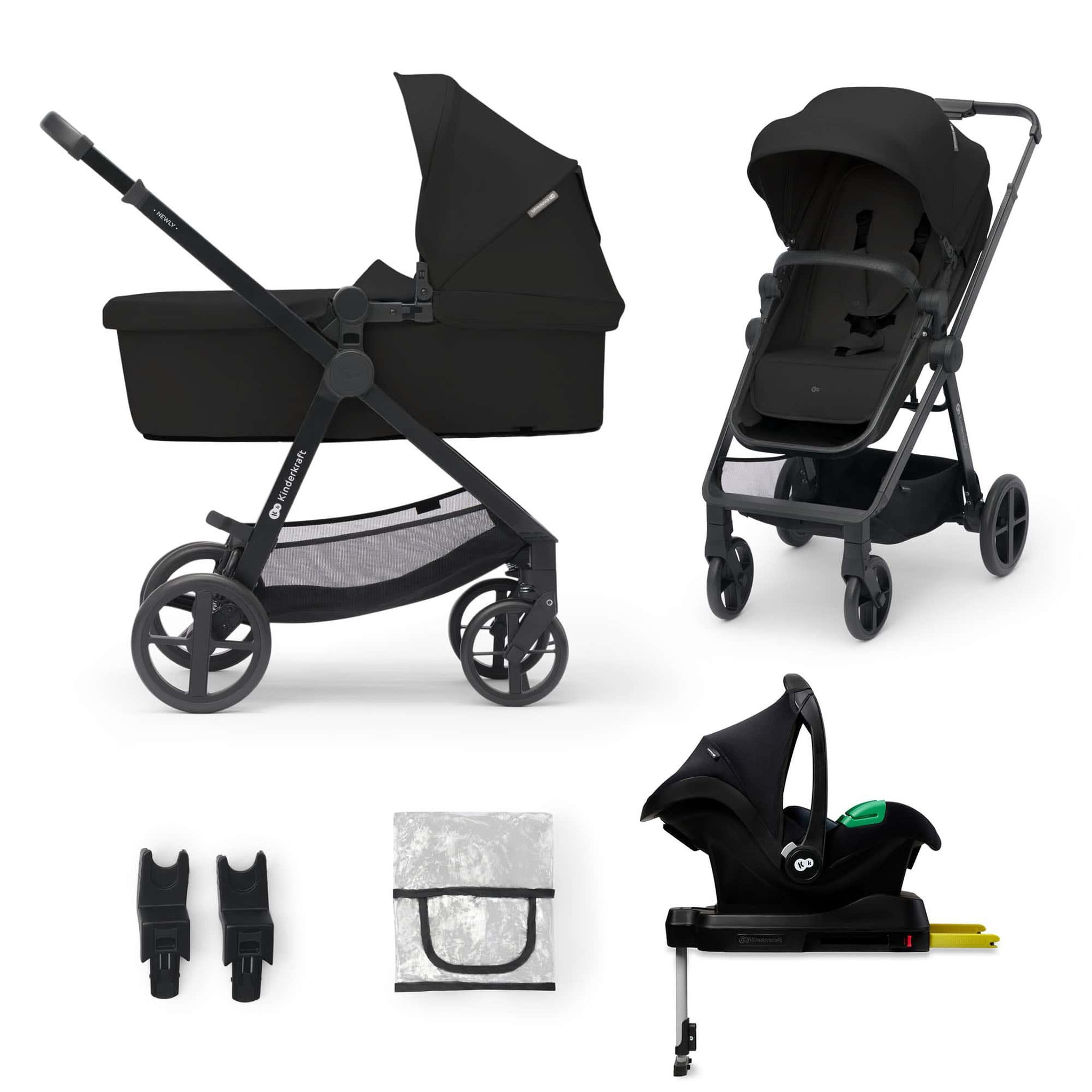 KINDERKRAFT Poussette 4en1 newly pratique et confortable. Coloris disponibles : Beige, Gris, Noir