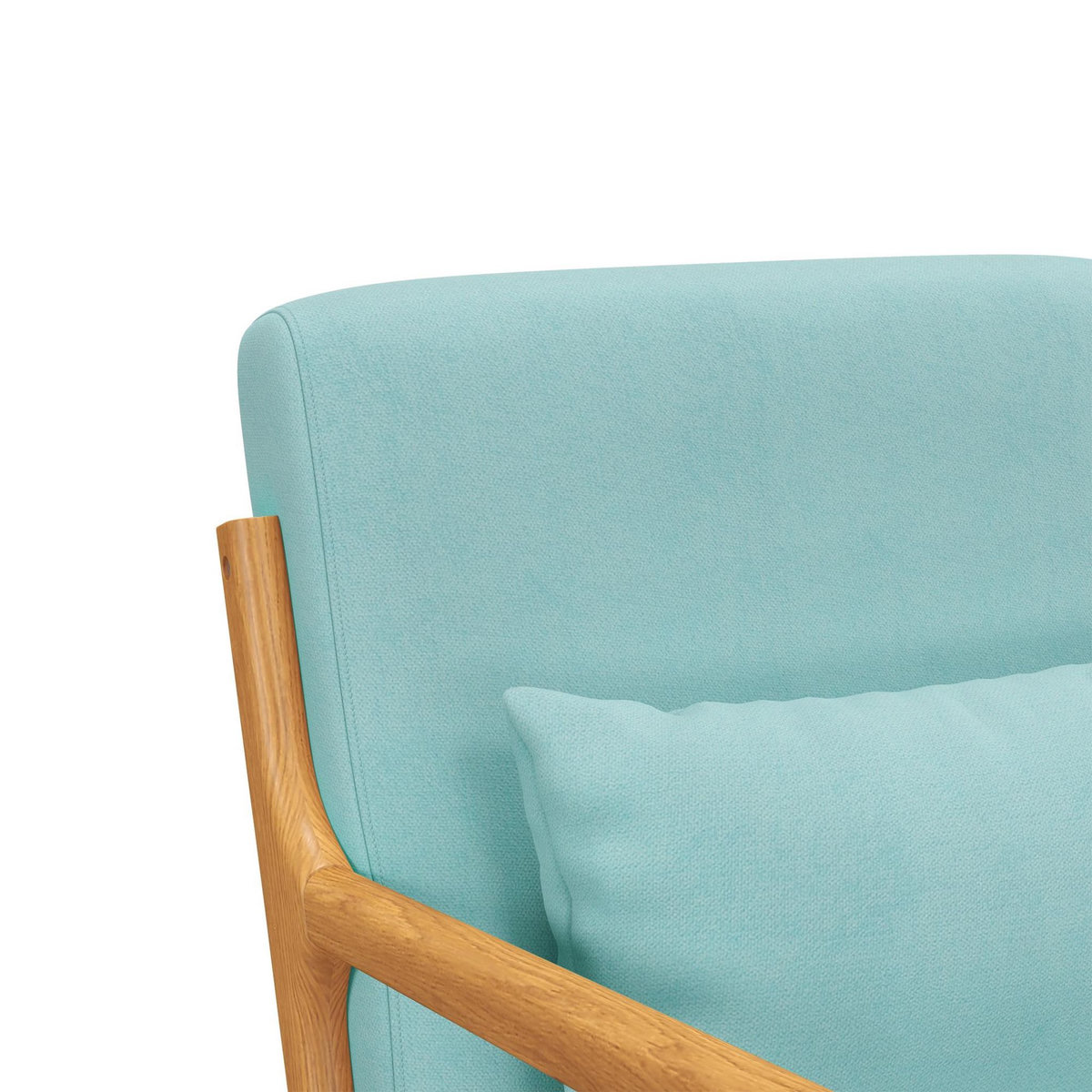 HOMCOM Fauteuil lounge - 3 coussins inclus - assise profonde - accoudoirs - structure bois hévéa - aspect velours turquoise