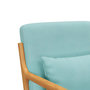 Voir la diapositive 6 : HOMCOM Fauteuil lounge - 3 coussins inclus - assise profonde - accoudoirs - structure bois hévéa - aspect velours turquoise