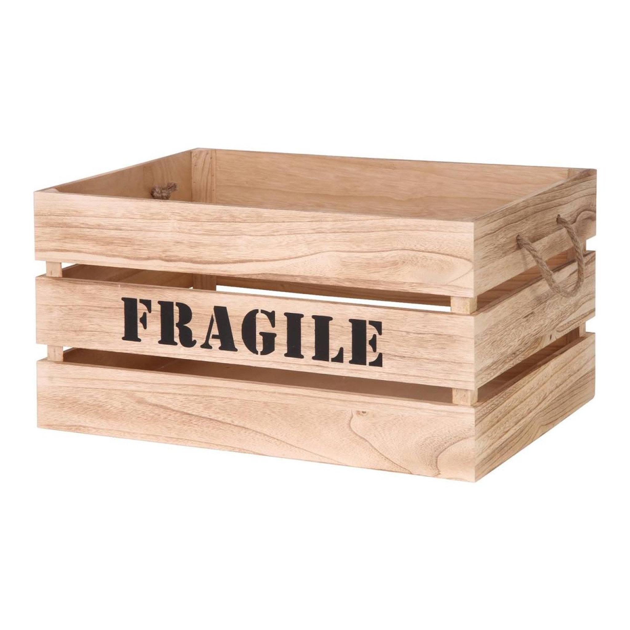 Voir la diapositive 3 : The Home Deco Factory Lot de 2 cagettes déco  fragile  54cm naturel