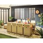 Voir la diapositive 1 : BEST MOBILIER Cuba – salon de jardin encastrable en résine tressé beige - 12 places - coussins beige + housse de protection