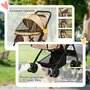 Voir la diapositive 6 : PAWHUT Poussette buggy pliable chien chat panier et sac de rangement attaches sécurité housse réglable poignée réglable acier Oxford beige