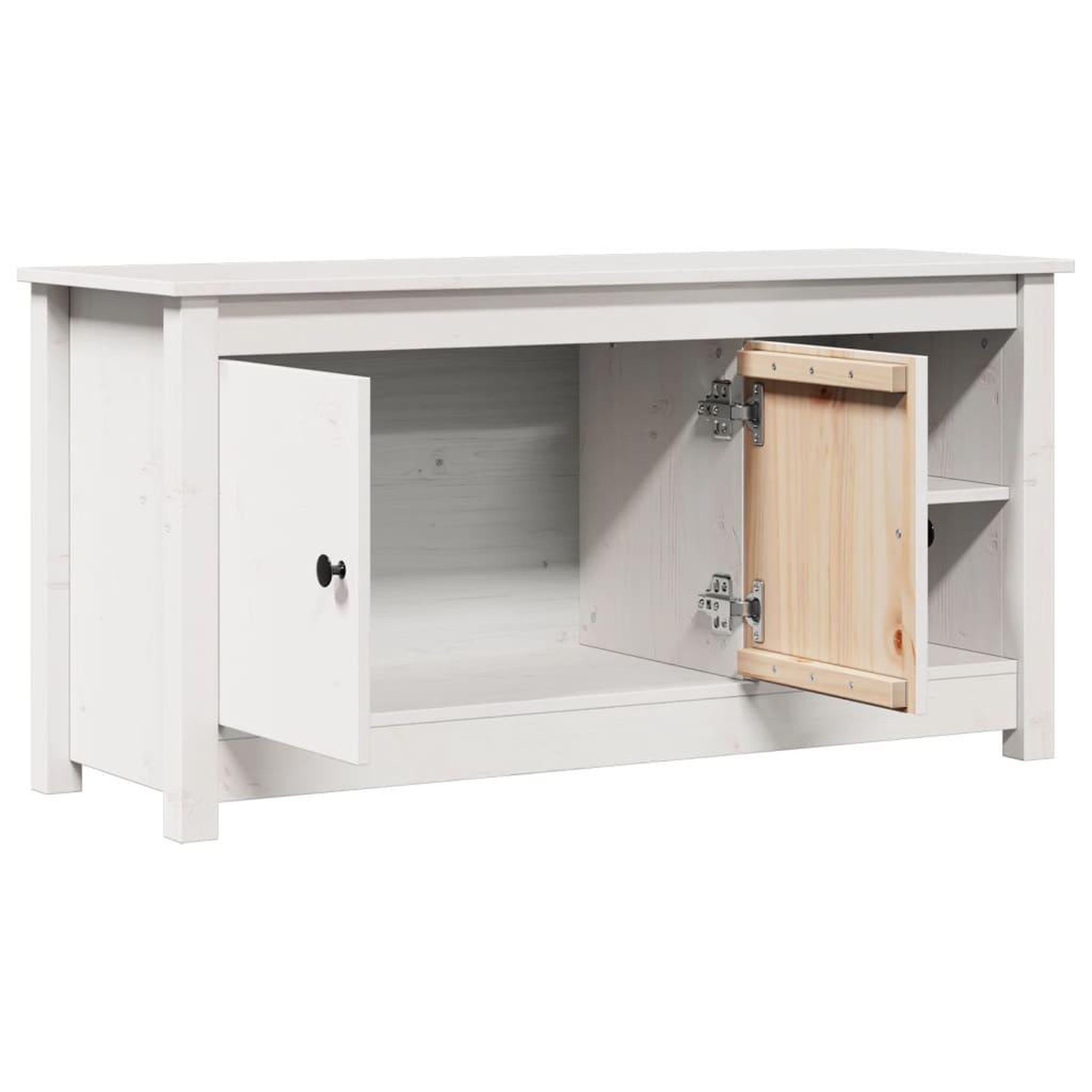 Voir la diapositive 5 : VIDAXL Meuble TV Blanc 103x36,5x52 cm Bois de pin massif