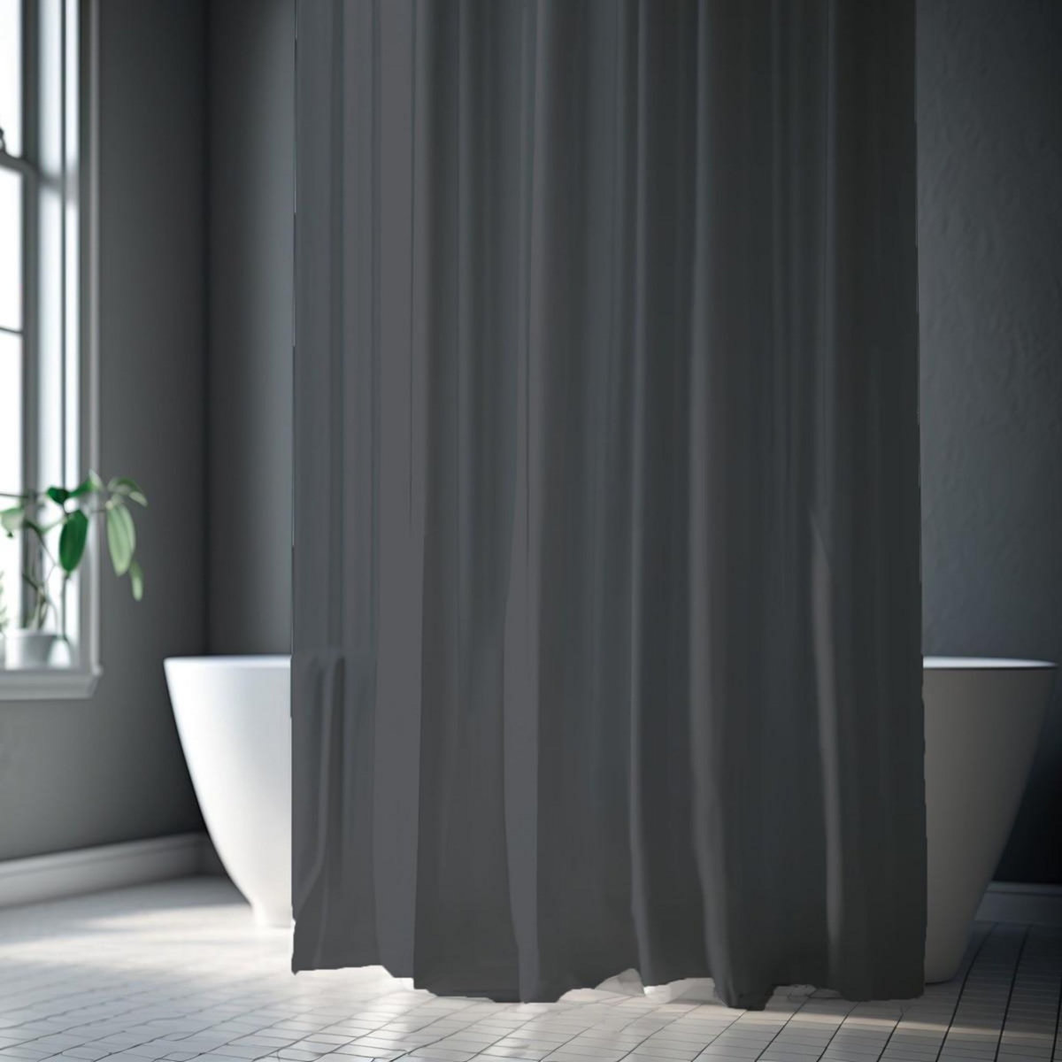 GUY LEVASSEUR Rideau de douche uni en polyester ESSENTIEL