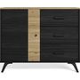 Voir la diapositive 1 : HOMIFAB Buffet 1 porte 3 tiroirs effet bois noir et bois naturel 92 cm - Zack