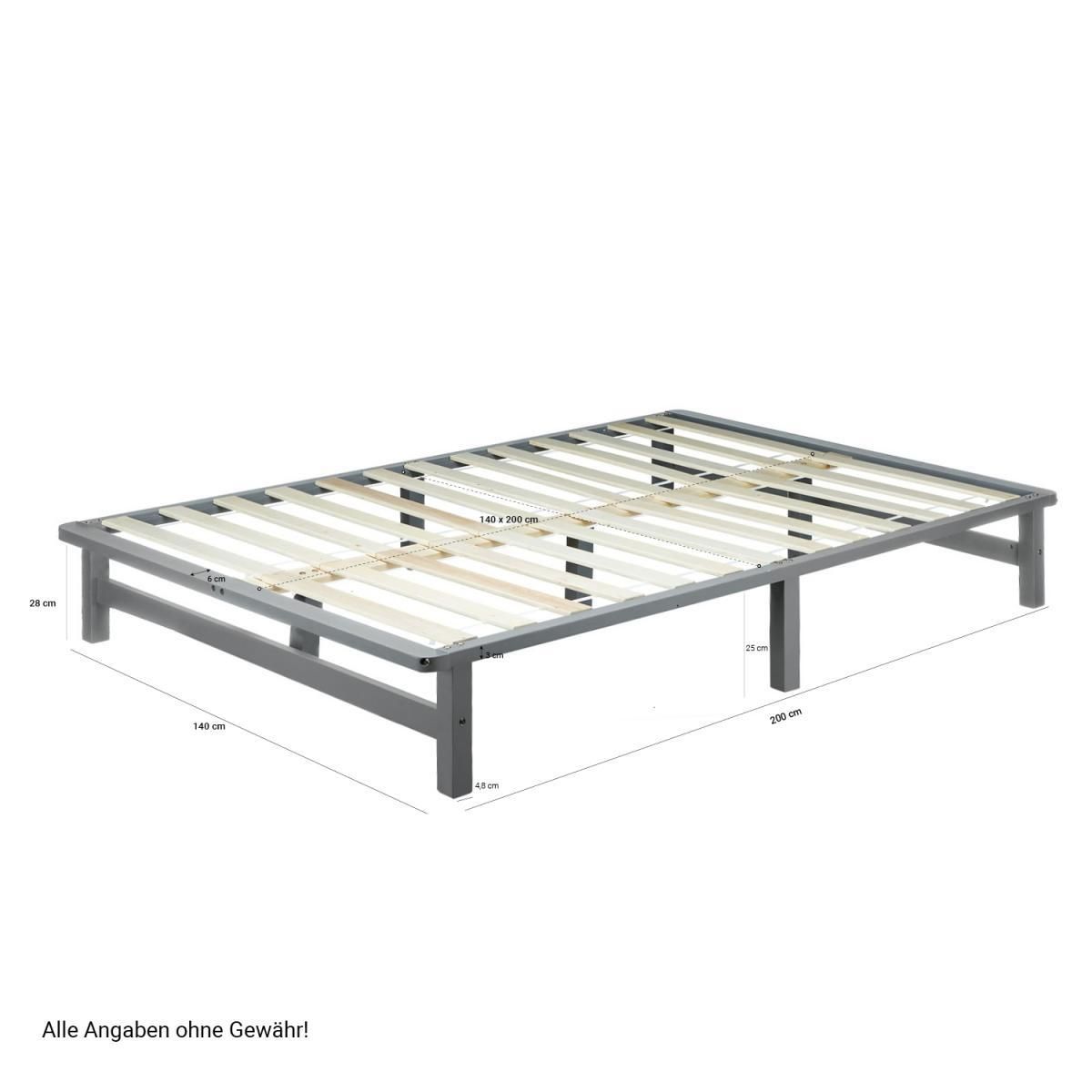 HomeStyle4U Lit palette 140x200 cm gris