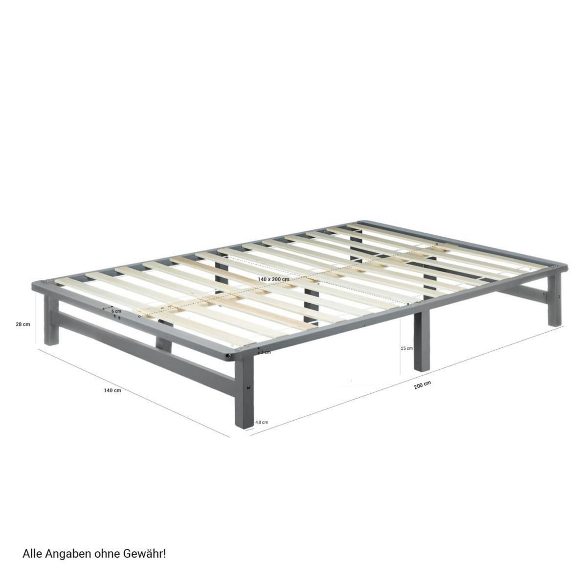 HomeStyle4U Lit palette 140x200 cm gris