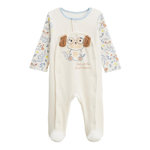 Petit Béguin Pyjama bébé en velours ouverture pont Zeste d'amour. Coloris disponibles : Beige