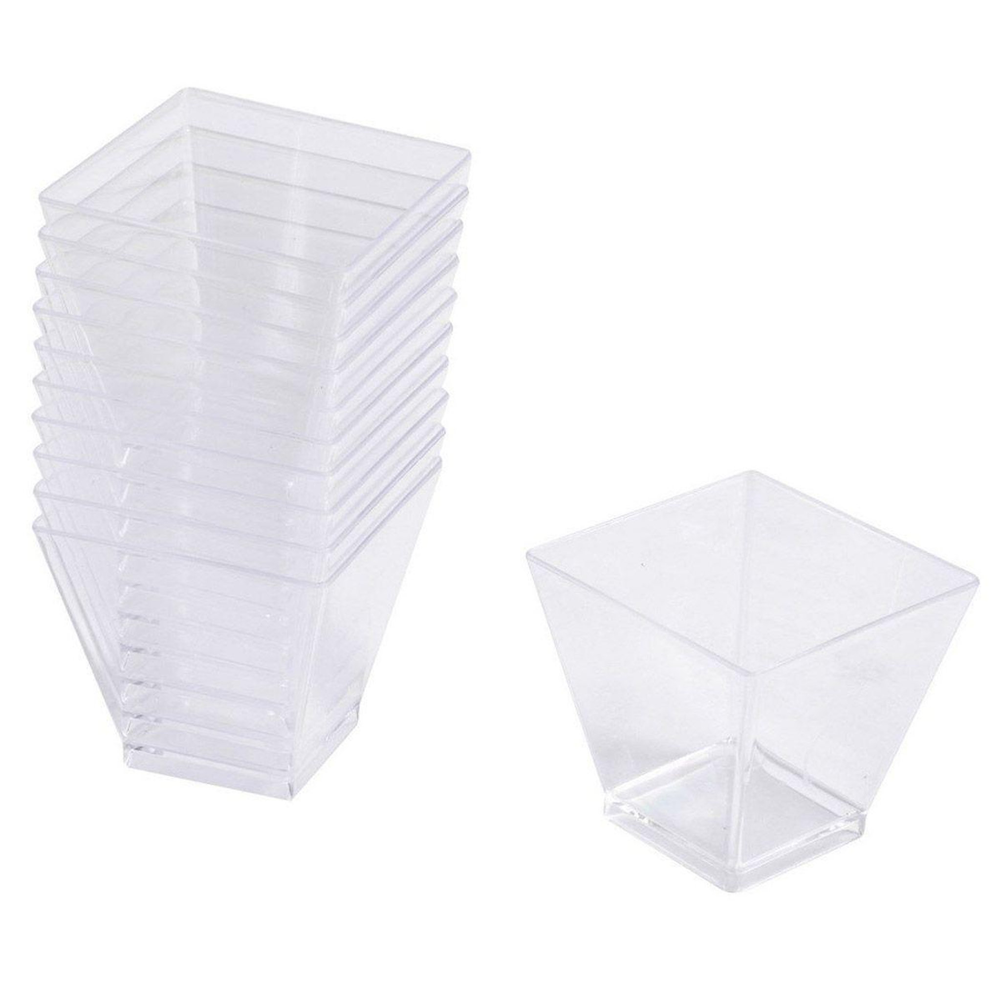 HOMEA Lot de 25 Verrines Carrées en Plastique Réutilisable  Mini Apéritif  6cl Transparent