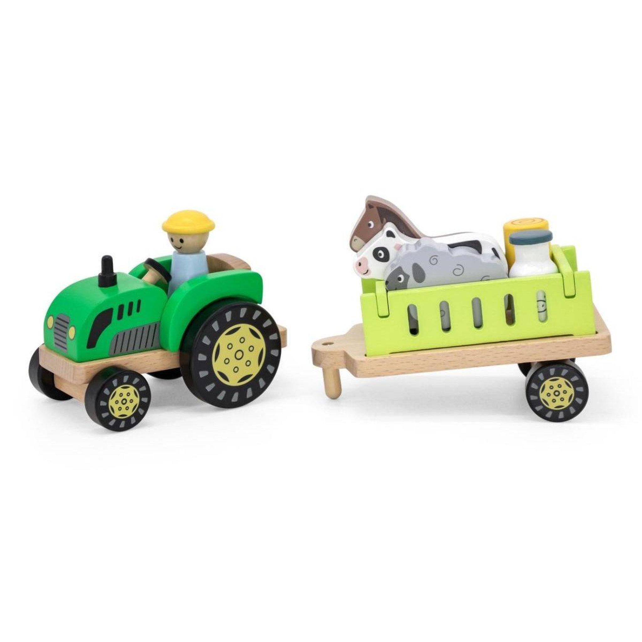 Voir la diapositive 3 : VIGA Tracteur en bois  44680 - remorque, fermier et animaux