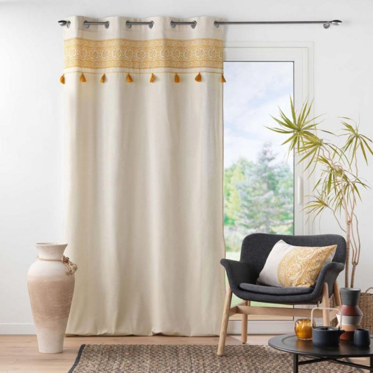 Paris Prix Rideau à Œillets  Isalina  140x240cm Jaune