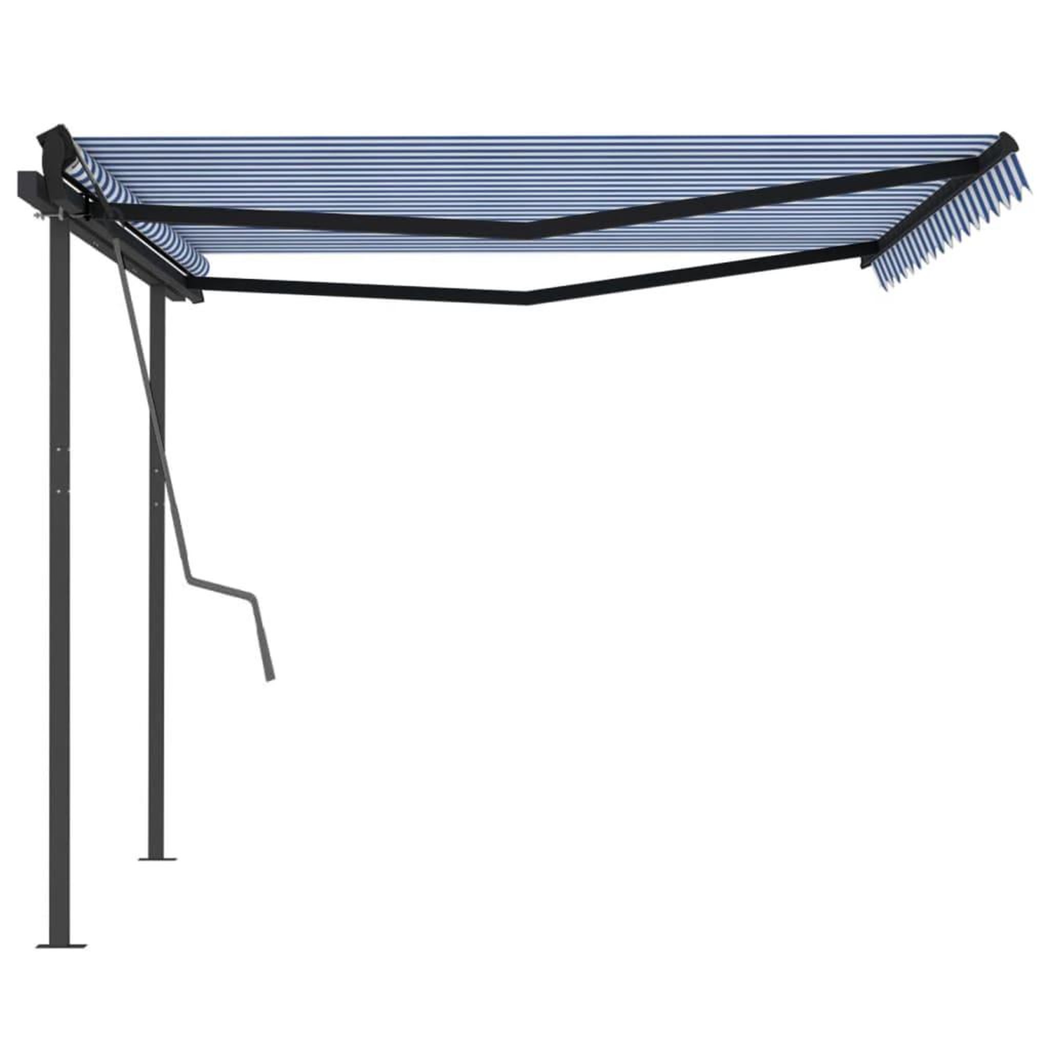 Voir la diapositive 5 : VIDAXL Auvent manuel retractable avec poteaux 4x3,5 m Bleu et blanc