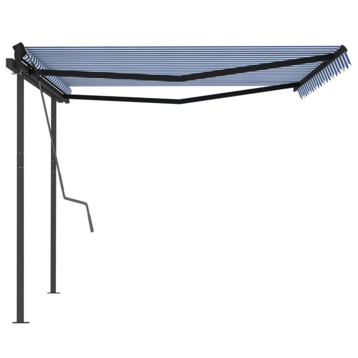 VIDAXL Auvent manuel retractable avec poteaux 4x3,5 m Bleu et blanc