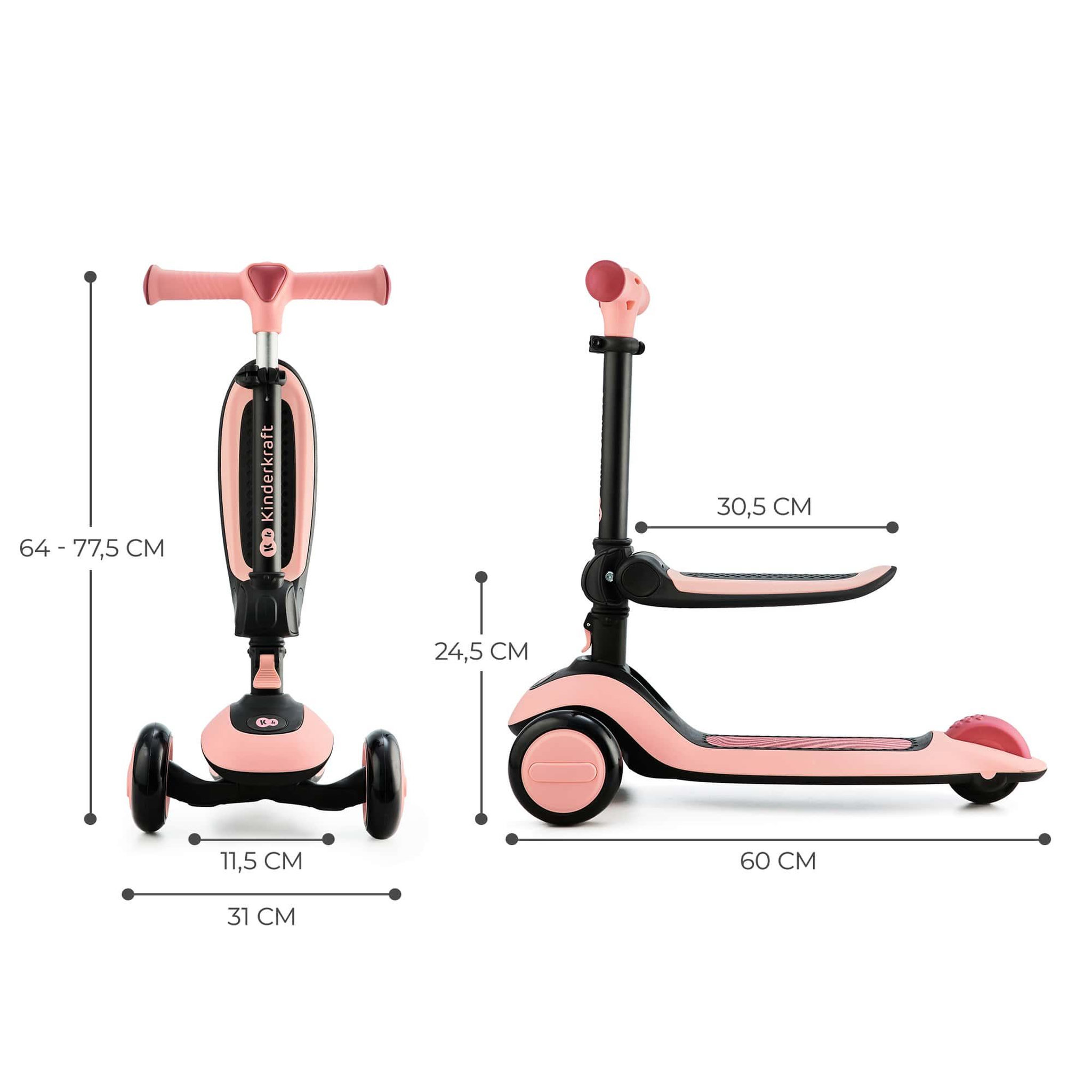 Voir la diapositive 6 : KINDERKRAFT Trottinette enfant pliante avec siege et roues lumineuses
