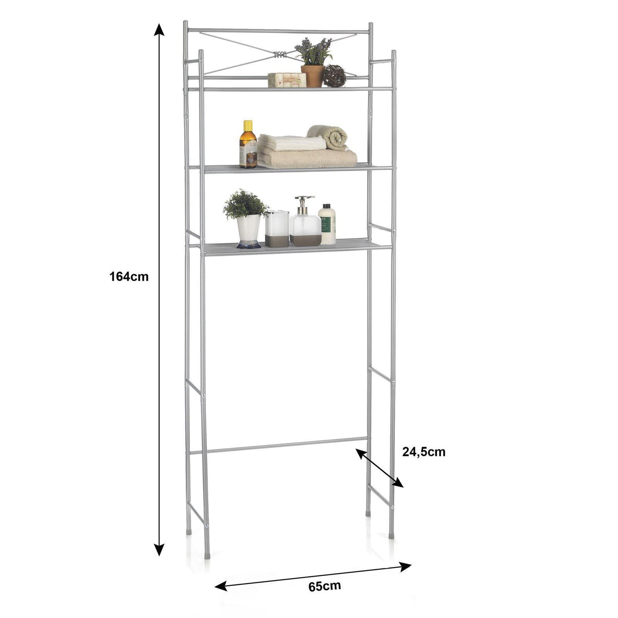 Voir la diapositive 4 : IDIMEX Etagère de salle de bain marsa, rangement pour wc/lave-linge, en métal