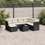 VIDAXL Salon de jardin 8 pcs avec coussins noir resine tressee
