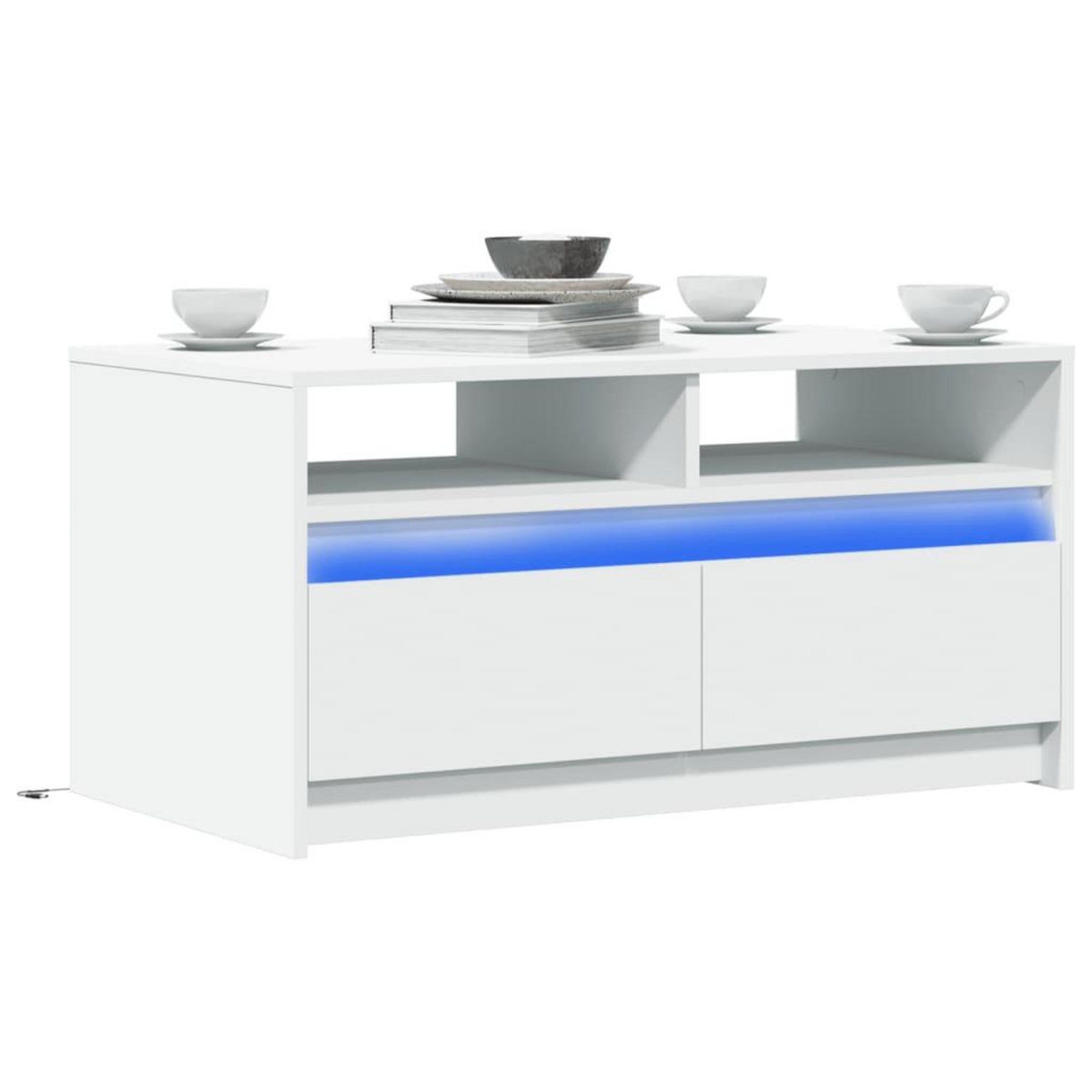 VIDAXL Table basse avec lumieres LED blanc bois d'ingenierie