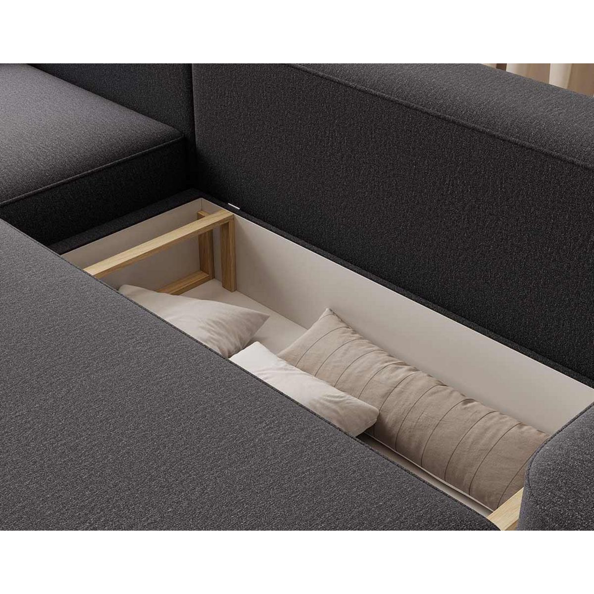 BEST MOBILIER Sam - canapé d'angle gauche 4 places convertible avec coffre en tissu