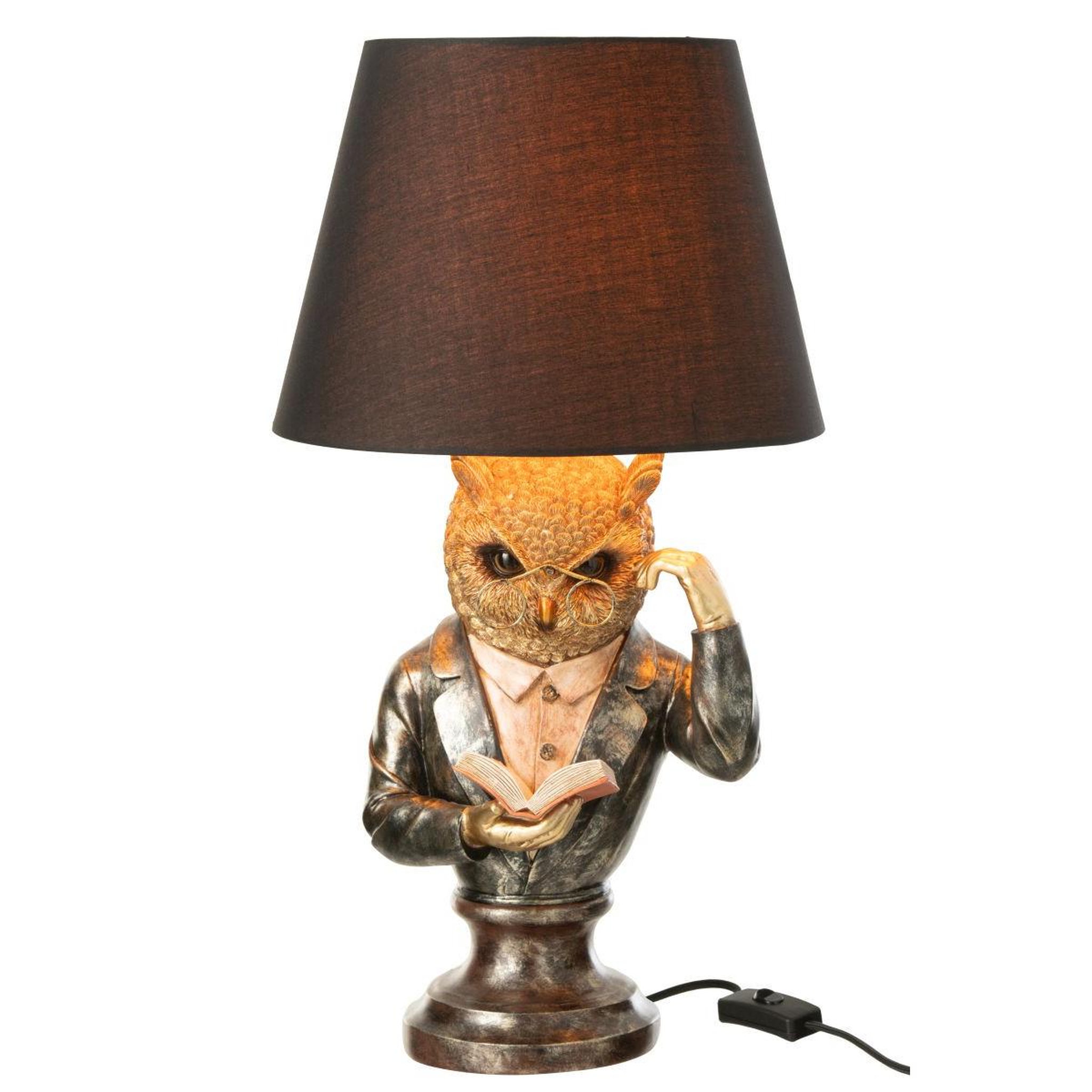 Voir la diapositive 2 : J-LINE Lampe à poser hibou  lecture  55cm multicolore