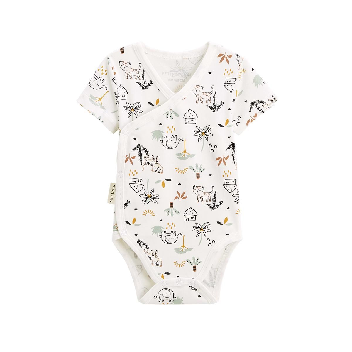 Petit Béguin Lot de 2 bodies bébé manches courtes ouverture croisée Yao