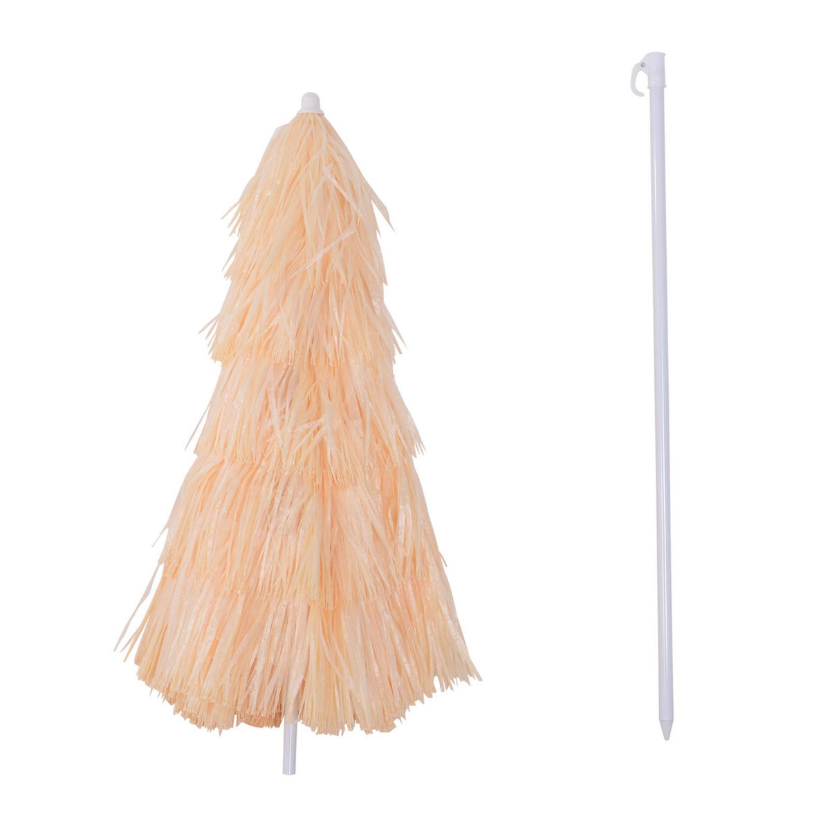 OUTSUNNY Parasol de plage jardin design hawai 160 cm raphia artificiel beige