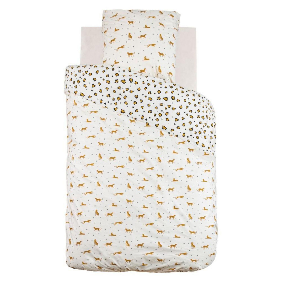ATMOSPHERA Housse de couette enfant 140x200 LEOPARD + taie coton 57 fils