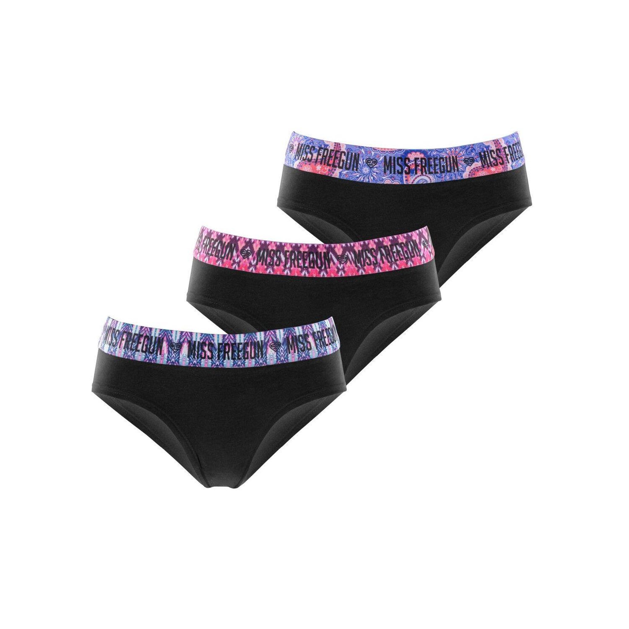 Voir la diapositive 1 : FREEGUN Lot de 3 culottes fille en coton ethnik