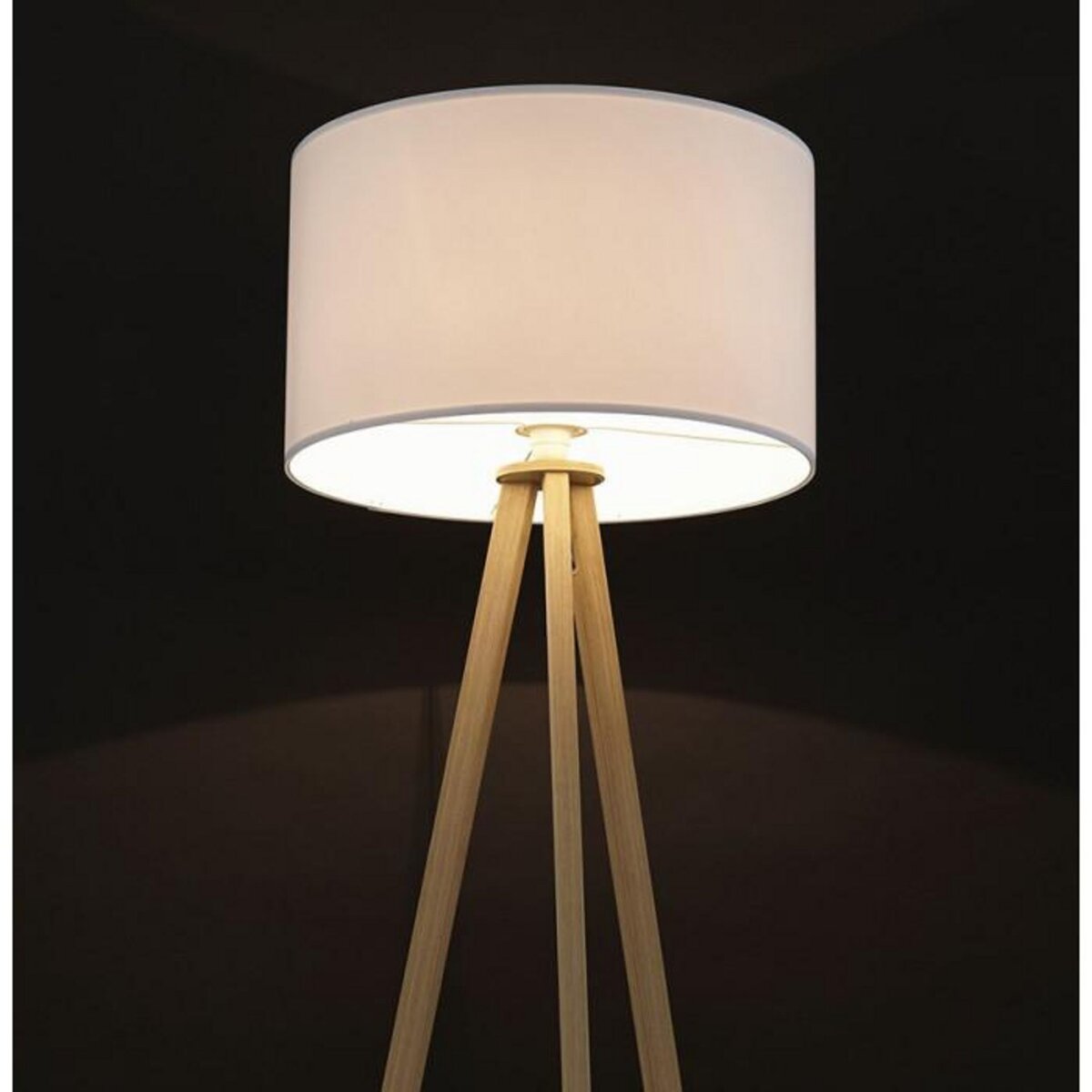 Paris Prix Lampadaire Trépied  Fidelio  159cm Naturel & Blanc