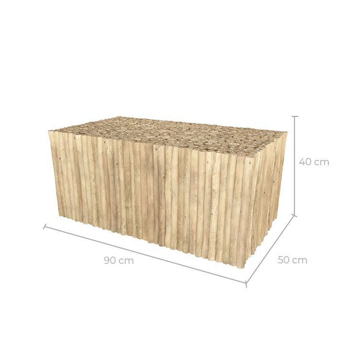 Rendez vous déco Table basse de jardin  rectangulaire 90x50cm en teck-Imani