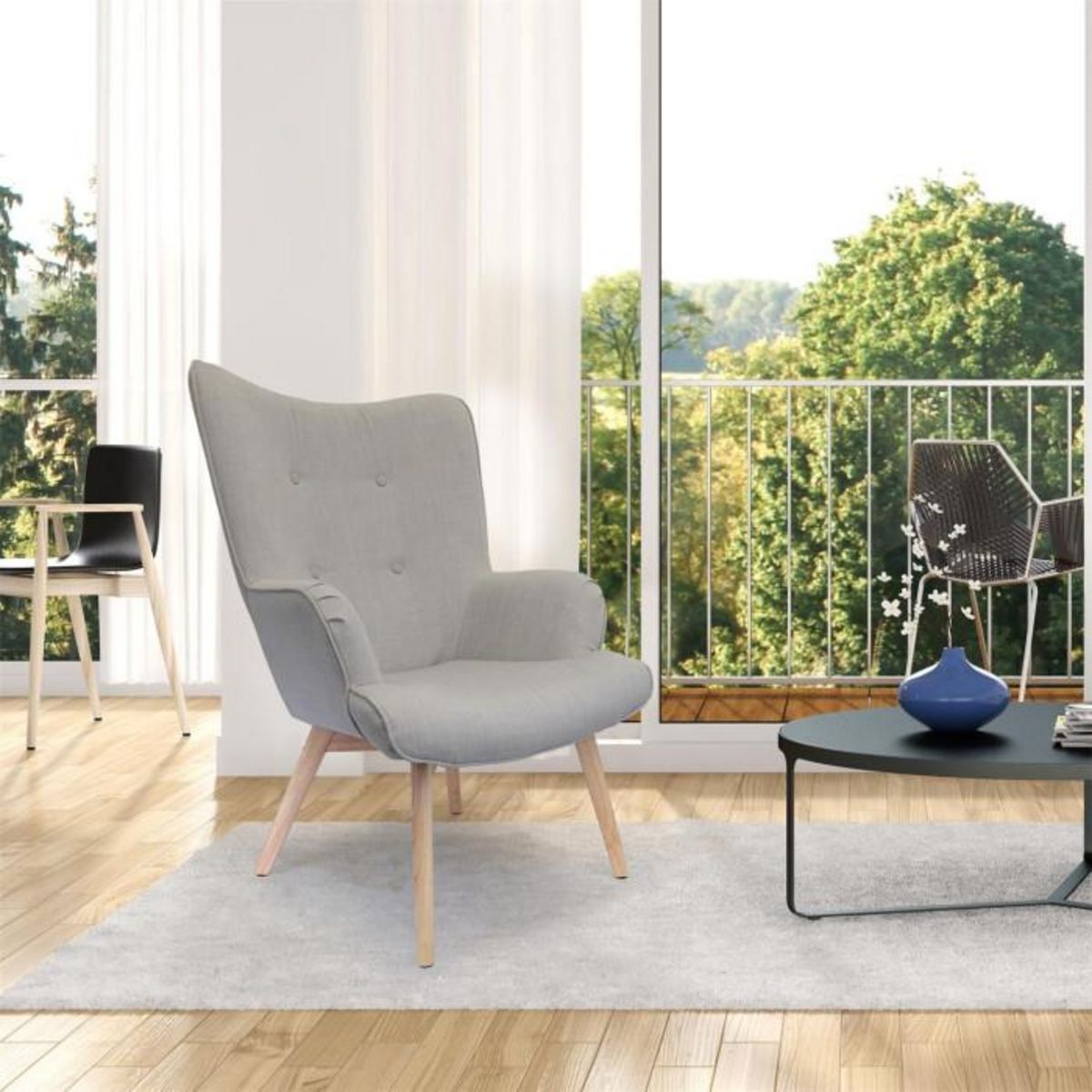 Paris Prix Fauteuil Design en Bois  Helsinki  99cm Gris
