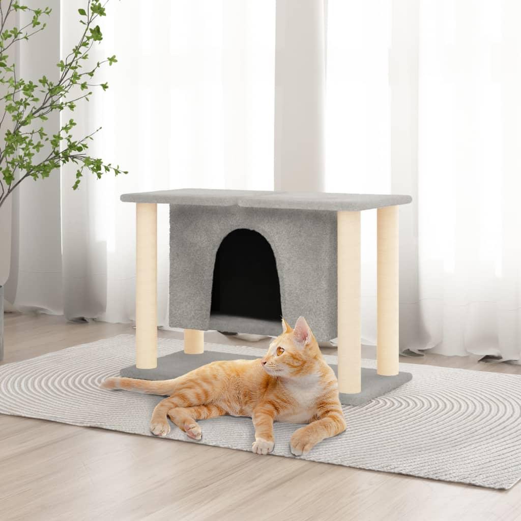 Voir la diapositive 1 : VIDAXL Arbre a chat avec griffoirs en sisal Gris clair 50 cm