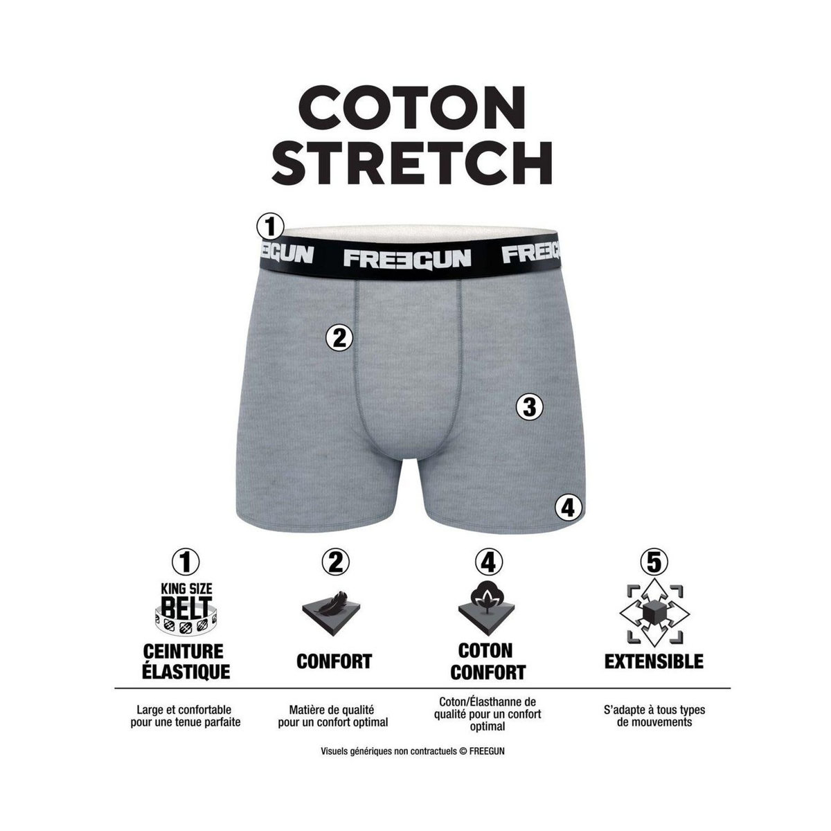 FREEGUN Lot de 6 boxers homme Freegun