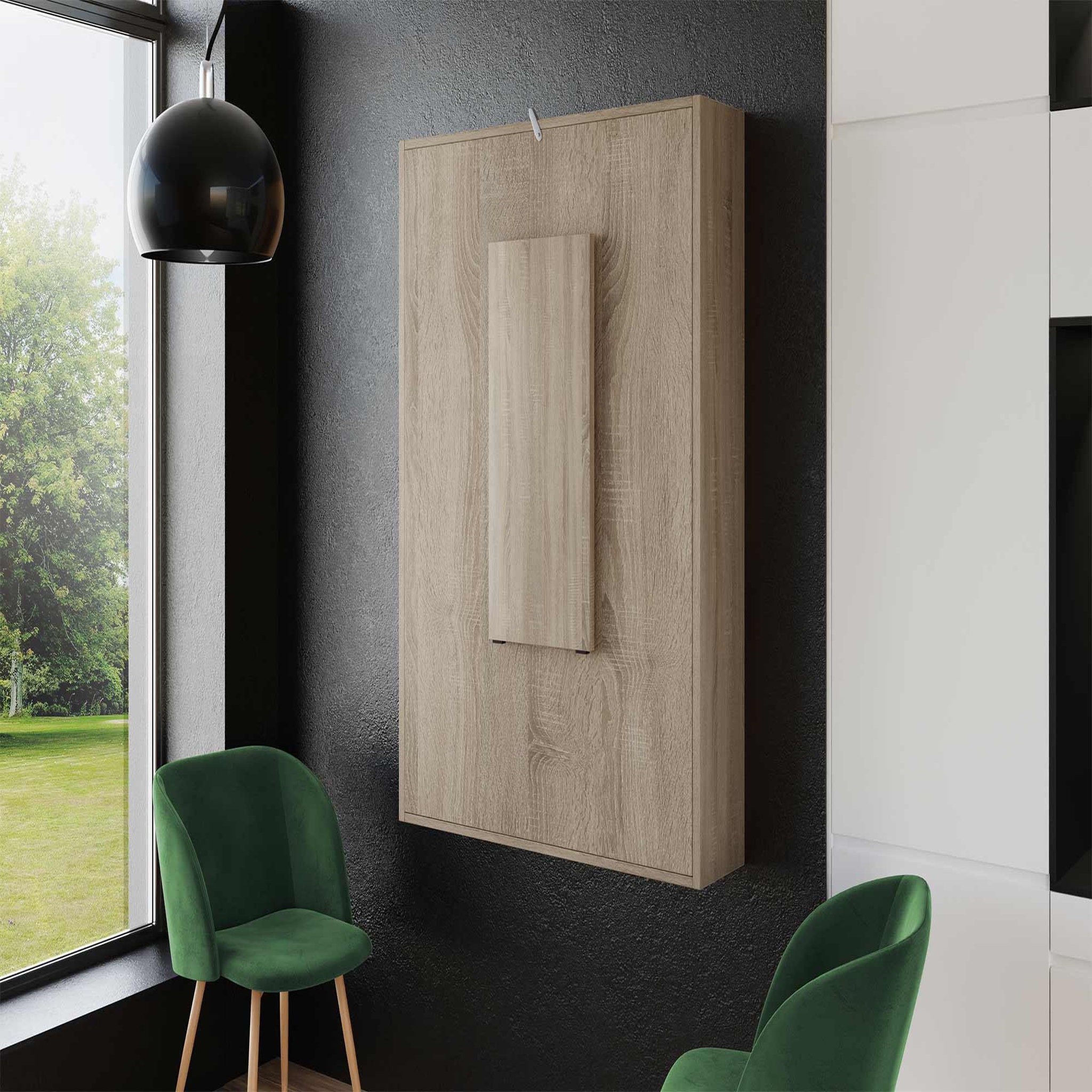 Voir la diapositive 3 : BEST MOBILIER Mondrian - table murale rabattable avec rangements - 4 personnes