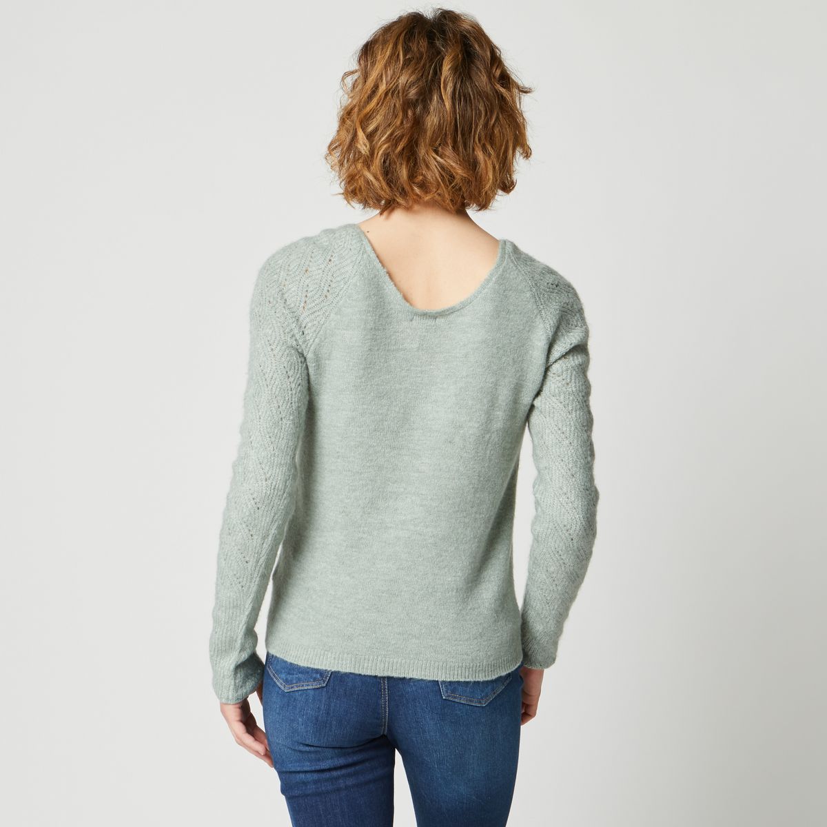 INEXTENSO Pull col v vert femme