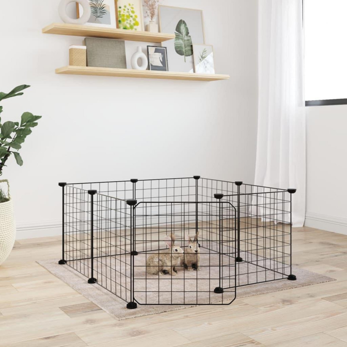 VIDAXL Cage animaux de compagnie a 8 panneaux et porte Noir 35x35 cm