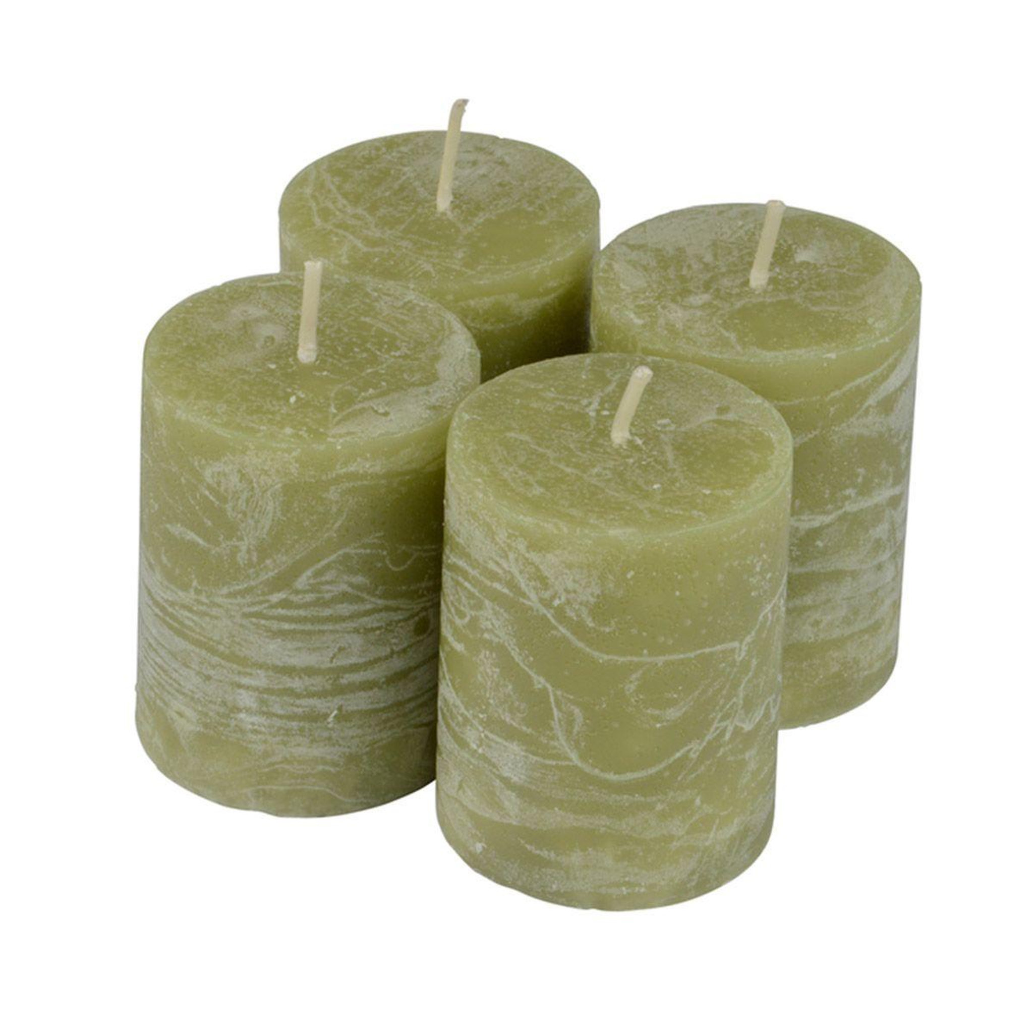 HOMEA Lot de 4 bougies pilier  rustique  5cm tilleul