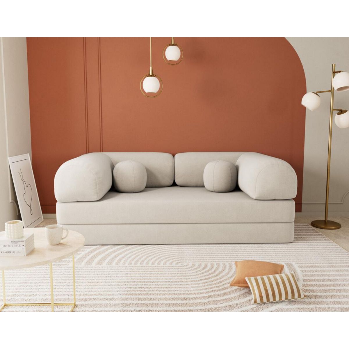 LISA DESIGN Nebula - canapé 3 places convertible en velours texturé